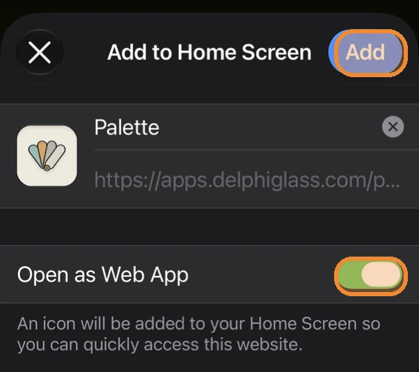 Open as Web App and Add controls highlighted